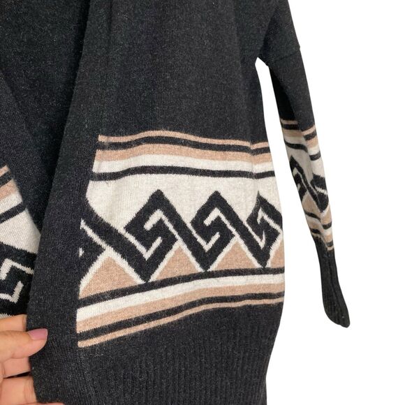 Talula Womens XXS Black Ivory Abstracy Tribal Knit Open Front Cardigan Waterfall - Picture 4 of 11